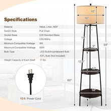 Charger l&#39;image dans la galerie, Modern 3-Tier Storage Shelf Floor Lamp Stand
