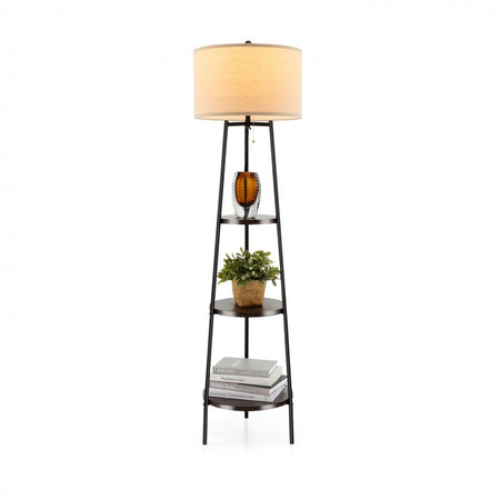 Modern 3-Tier Storage Shelf Floor Lamp Stand