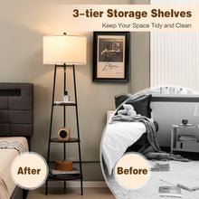 Charger l&#39;image dans la galerie, Modern 3-Tier Storage Shelf Floor Lamp Stand
