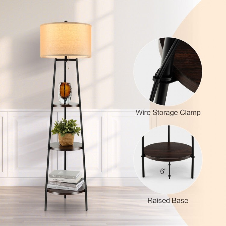 Modern 3-Tier Storage Shelf Floor Lamp Stand