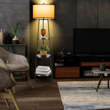 Charger l&#39;image dans la galerie, Modern 3-Tier Storage Shelf Floor Lamp Stand
