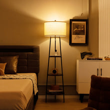 Charger l&#39;image dans la galerie, Modern 3-Tier Storage Shelf Floor Lamp Stand
