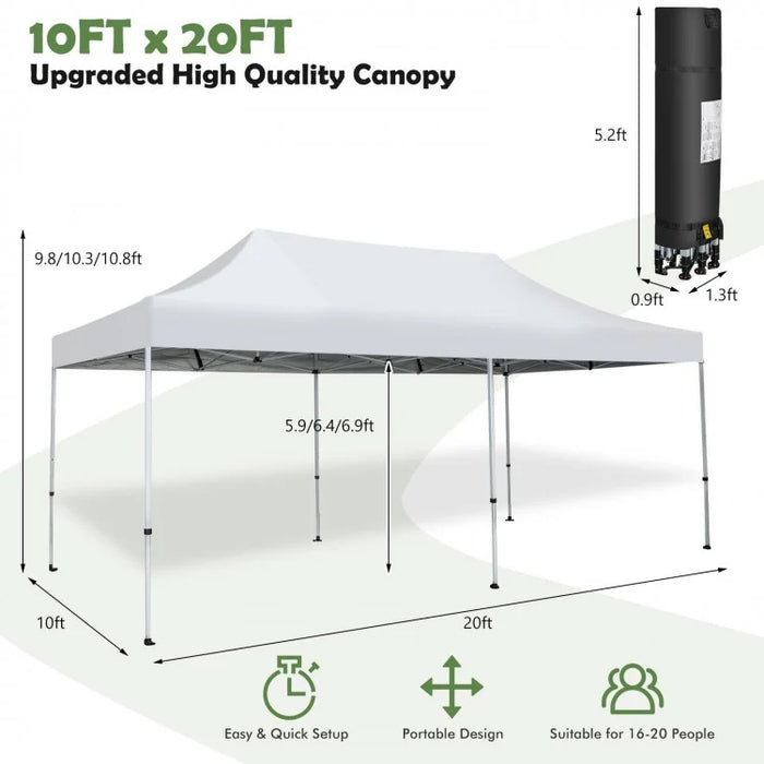 10 x 20 Ft Outdoor Camping Canopy Tent with Carry Bag, Easy Setup