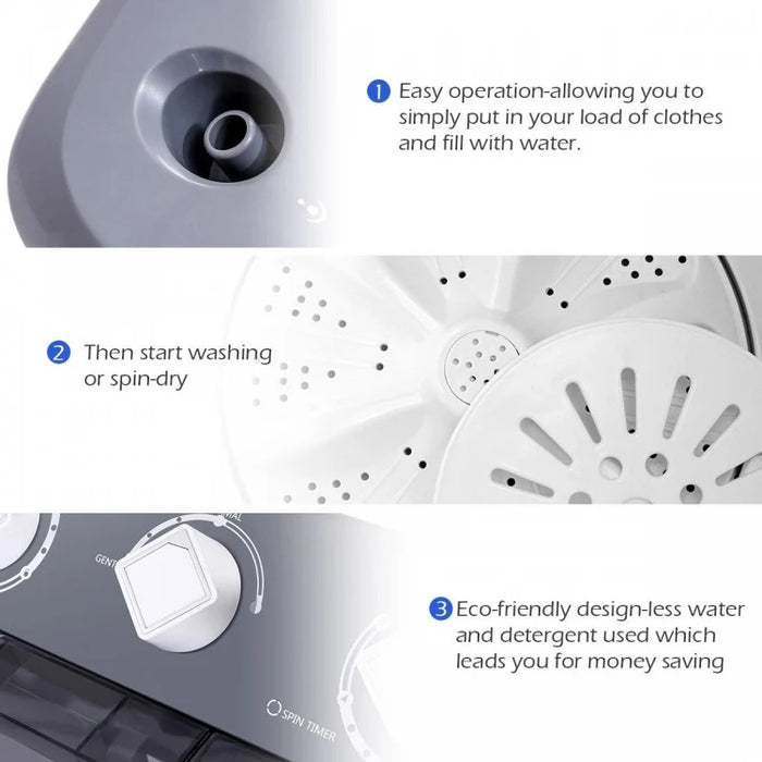 White Semi-Automatic Portable Washing Machine and Spin Dryer