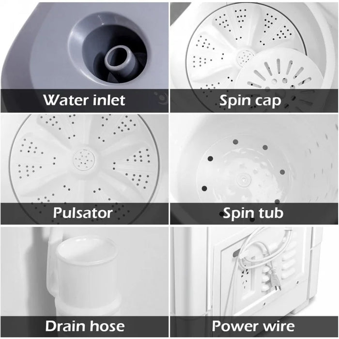 White Semi-Automatic Portable Washing Machine and Spin Dryer