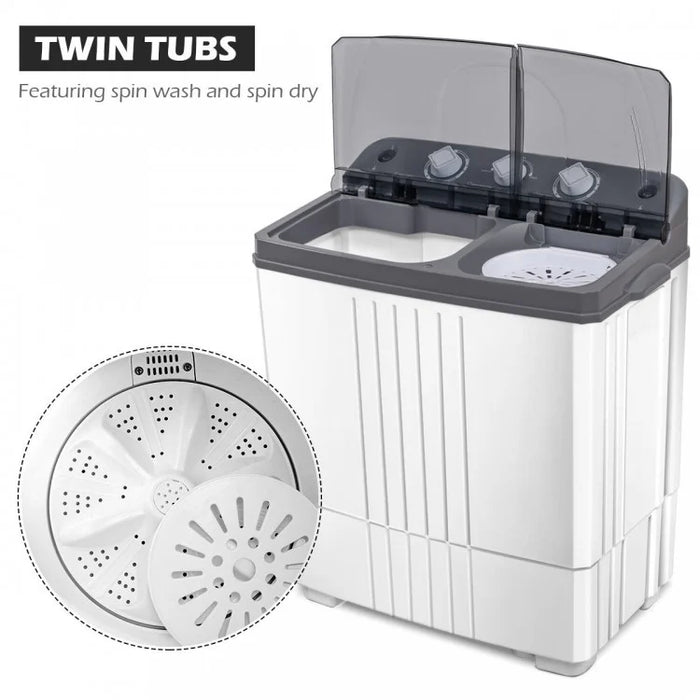 White Semi-Automatic Portable Washing Machine and Spin Dryer
