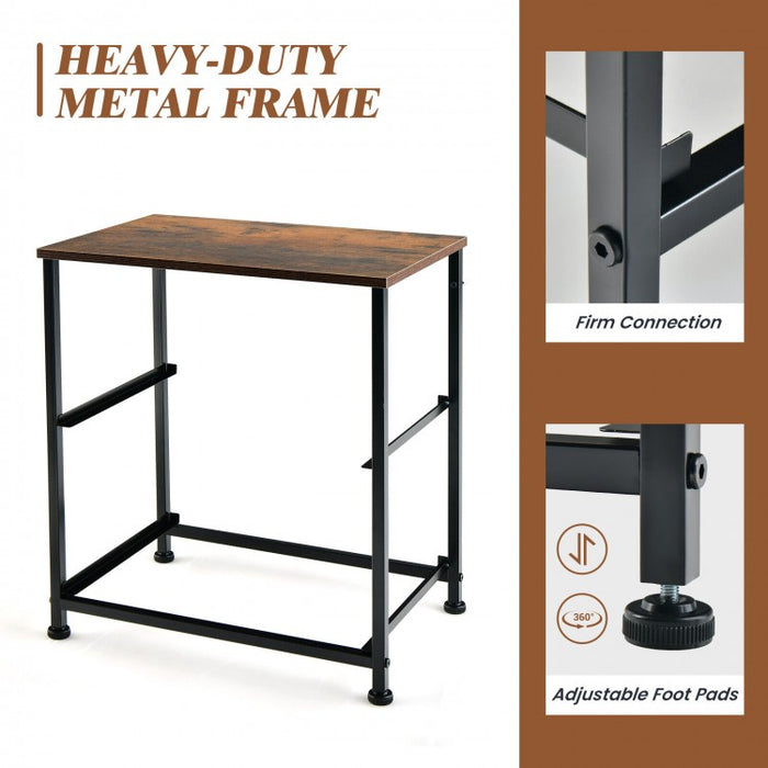 Costway Industrial Style Brown Bed Side Table with 2 Fabric Drawers - Suitable for Bedroom