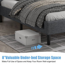 Load image into Gallery viewer, Gray Minimalist Bed Frame with Button-Tufted Headboard
