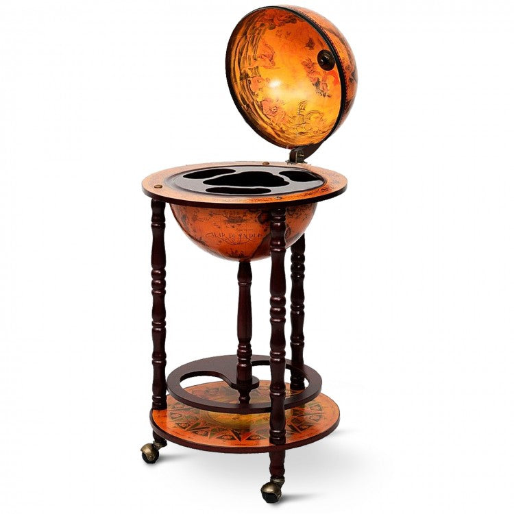 Costway Globe Small Bar Cabinet in Mid Century Style with Wine Rack - Suitable for Restaurant and Bar