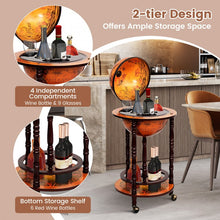 Charger l&#39;image dans la galerie, Costway Globe Small Bar Cabinet in Mid Century Style with Wine Rack - Suitable for Restaurant and Bar
