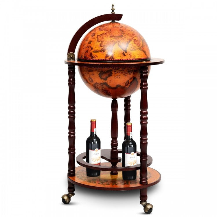 Costway Globe Small Bar Cabinet in Mid Century Style with Wine Rack - Suitable for Restaurant and Bar