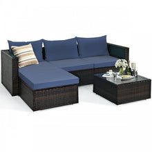 Load image into Gallery viewer, Costway 5-Piece Couch and Sectional Sofa Set with Coffee Table and Cushioned Backrest - Suitable for Patio, Garden, and Backyard
