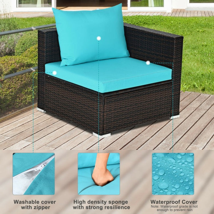 Costway 5-Piece Couch and Sectional Sofa Set with Coffee Table and Cushioned Backrest - Suitable for Patio, Garden, and Backyard