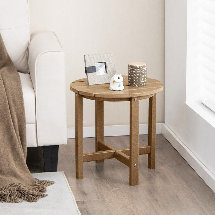 Costway Modern Round Coffee Table Wood - Suitable for Patio, Backyard, Pool, and Cafe