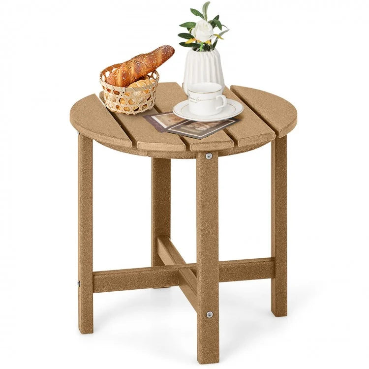 Costway Modern Round Coffee Table Wood - Suitable for Patio, Backyard, Pool, and Cafe