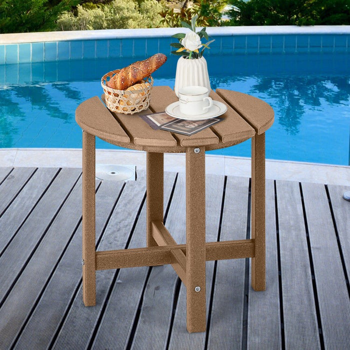 Costway Modern Round Coffee Table Wood - Suitable for Patio, Backyard, Pool, and Cafe
