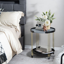 Load image into Gallery viewer, Modern Detachable Tray Round Black Two-Tier Side Table
