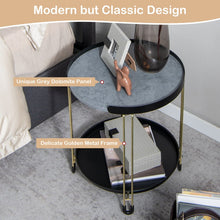 Load image into Gallery viewer, Modern Detachable Tray Round Black Two-Tier Side Table

