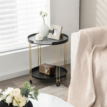 Load image into Gallery viewer, Modern Detachable Tray Round Black Two-Tier Side Table
