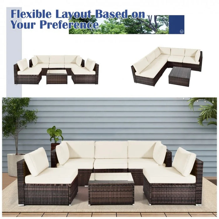 6-Piece Modular Outdoor Sofa Set with Washable Cushions and Easy Assembly