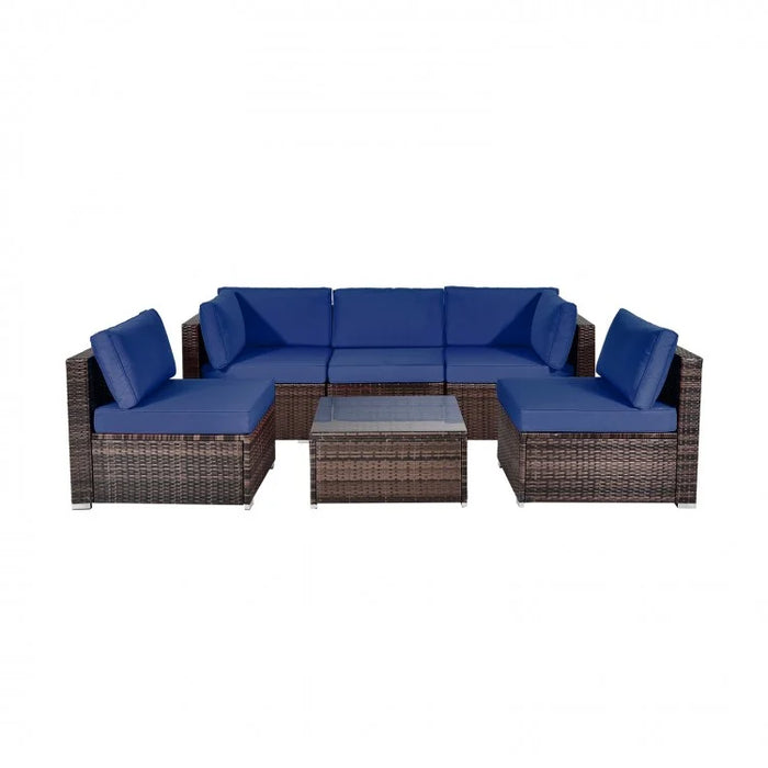 6-Piece Modular Outdoor Sofa Set with Washable Cushions and Easy Assembly