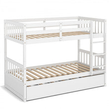 Load image into Gallery viewer, Double Deck Bunk Bed with Ladder, Guard Rails and Single Trundle Bed

