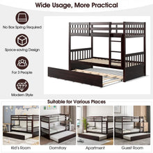 Load image into Gallery viewer, Double Deck Bunk Bed with Ladder, Guard Rails and Single Trundle Bed
