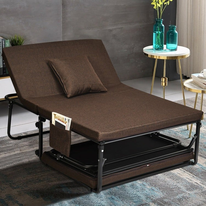 Brown Portable Double Sleeper Folding Bed