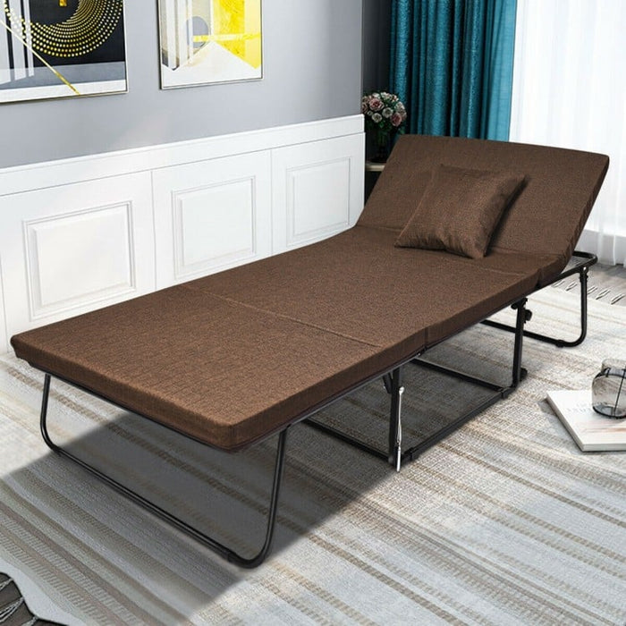Brown Portable Double Sleeper Folding Bed