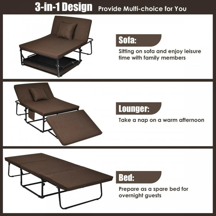 Brown Portable Double Sleeper Folding Bed