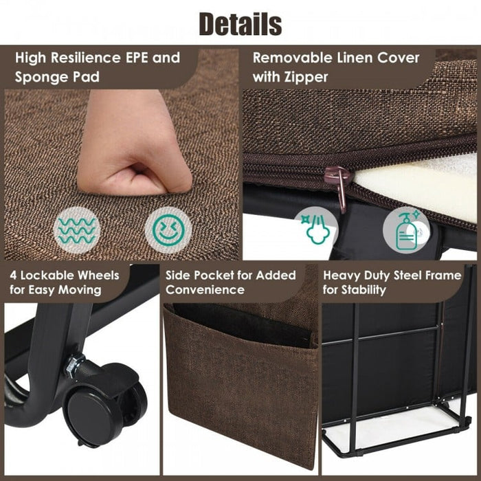 Brown Portable Double Sleeper Folding Bed