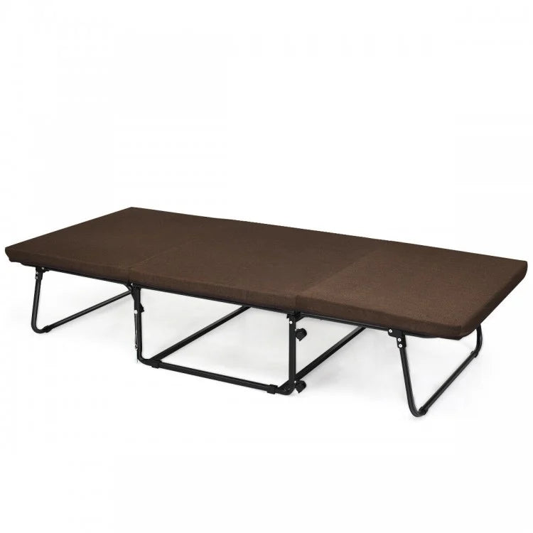 Brown Portable Double Sleeper Folding Bed