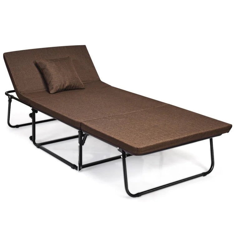 Brown Portable Double Sleeper Folding Bed