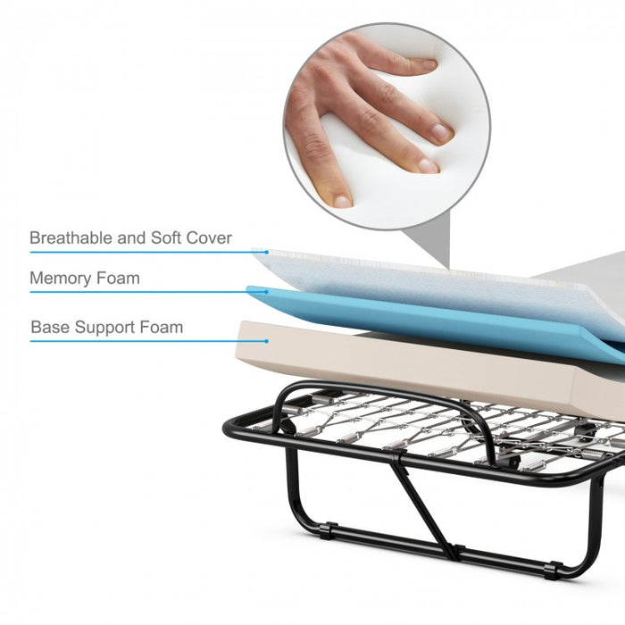 Portable Folding Bed with Memory Foam Mattress