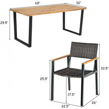 Load image into Gallery viewer, Outdoor Farmhouse Dining Room Table Set - 7-Piece Set Including 1 Long Table and 6 Chairs - Suitable for Backyard and Garden Gatherings
