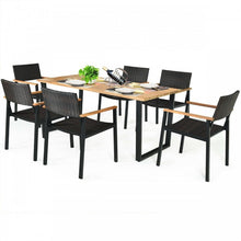 Load image into Gallery viewer, Outdoor Farmhouse Dining Room Table Set - 7-Piece Set Including 1 Long Table and 6 Chairs - Suitable for Backyard and Garden Gatherings
