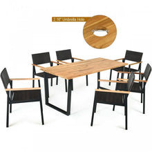 Load image into Gallery viewer, Outdoor Farmhouse Dining Room Table Set - 7-Piece Set Including 1 Long Table and 6 Chairs - Suitable for Backyard and Garden Gatherings
