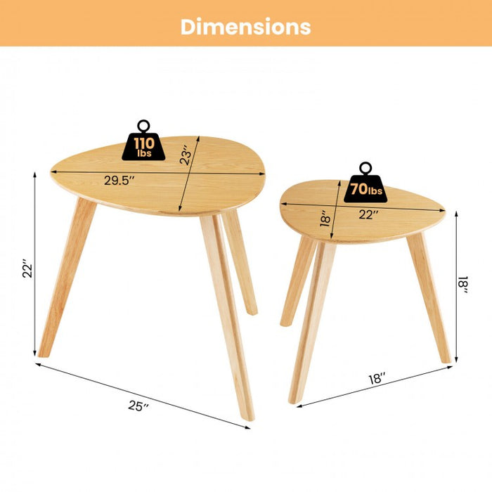 2-Piece Triangular Coffee Table Set for Living Room