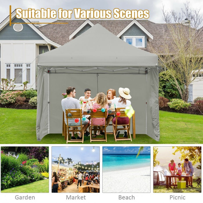 Costway 10x10 ft Pop-Up Tent Canopy with Removable Zippered Sidewalls - Suitable for Outdoor Parties and Camping