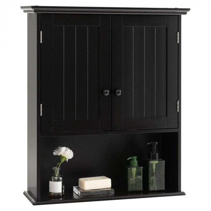 Wall-Mounted Double-Door Bathroom Cabinet with Shelves
