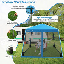 Load image into Gallery viewer, Costway 10x10 Feet Pop-Up Canopy Tent with Mesh Sidewalls and Portable Bag - Ideal for Backyard Camping
