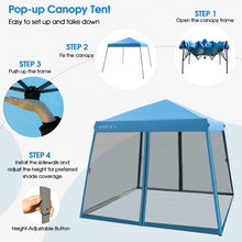 Load image into Gallery viewer, Costway 10x10 Feet Pop-Up Canopy Tent with Mesh Sidewalls and Portable Bag - Ideal for Backyard Camping
