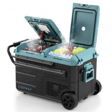 Load image into Gallery viewer, 40 Quart Outdoor Camping Dual-Zone Car Cooler with Handles and Wheels
