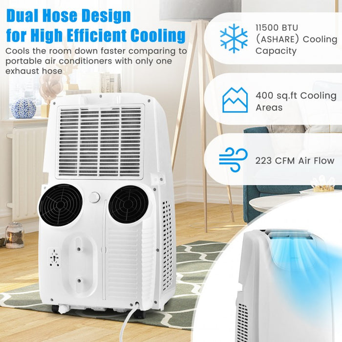 Canada 11500 BTU 3-in-1 Dual-Hose White Portable Air Conditioner