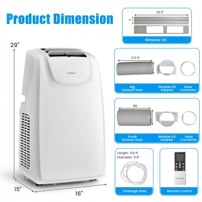 Canada 11500 BTU 3-in-1 Dual-Hose White Portable Air Conditioner
