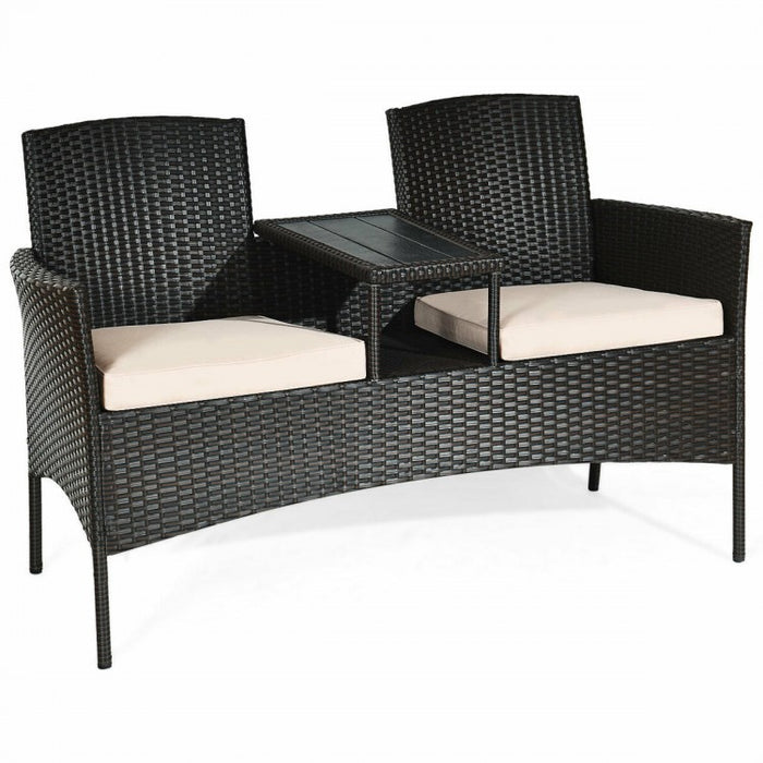 Outdoor Patio Furniture Double Sofa Seating Set with Coffee Table