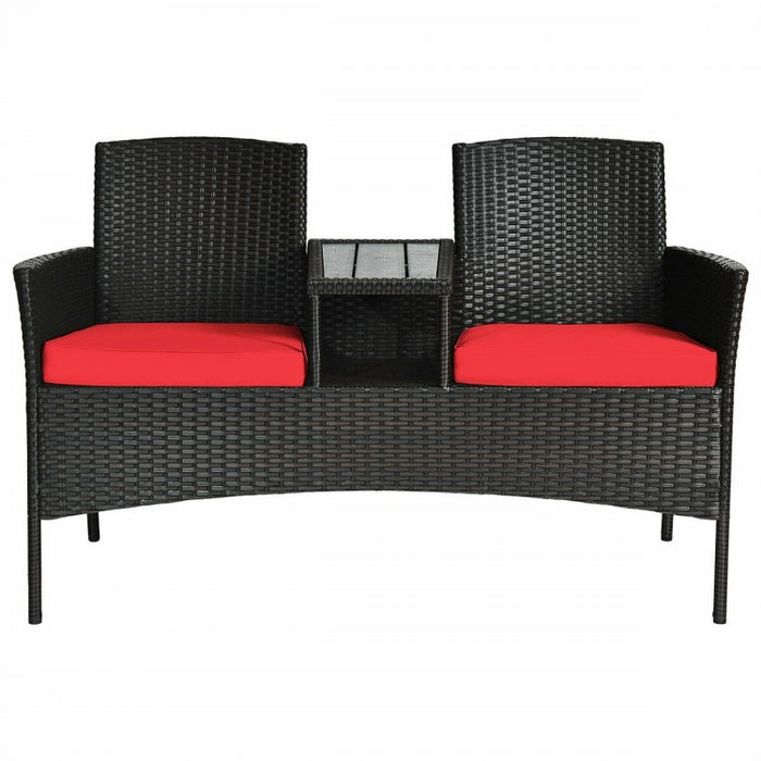 Outdoor Patio Furniture Double Sofa Seating Set with Coffee Table