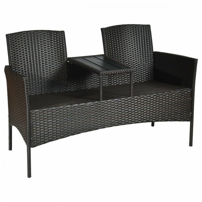 Outdoor Patio Furniture Double Sofa Seating Set with Coffee Table