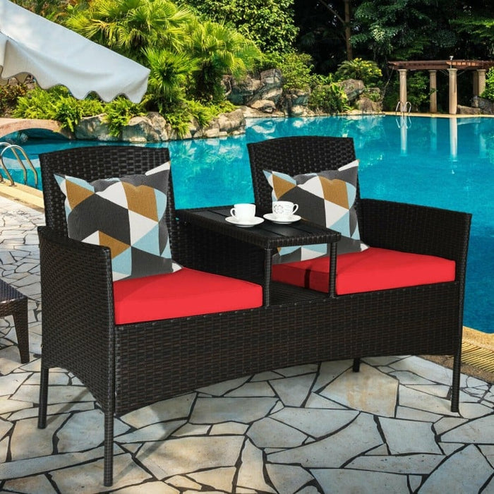 Outdoor Patio Furniture Double Sofa Seating Set with Coffee Table
