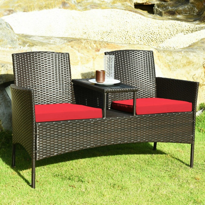 Outdoor Patio Furniture Double Sofa Seating Set with Coffee Table